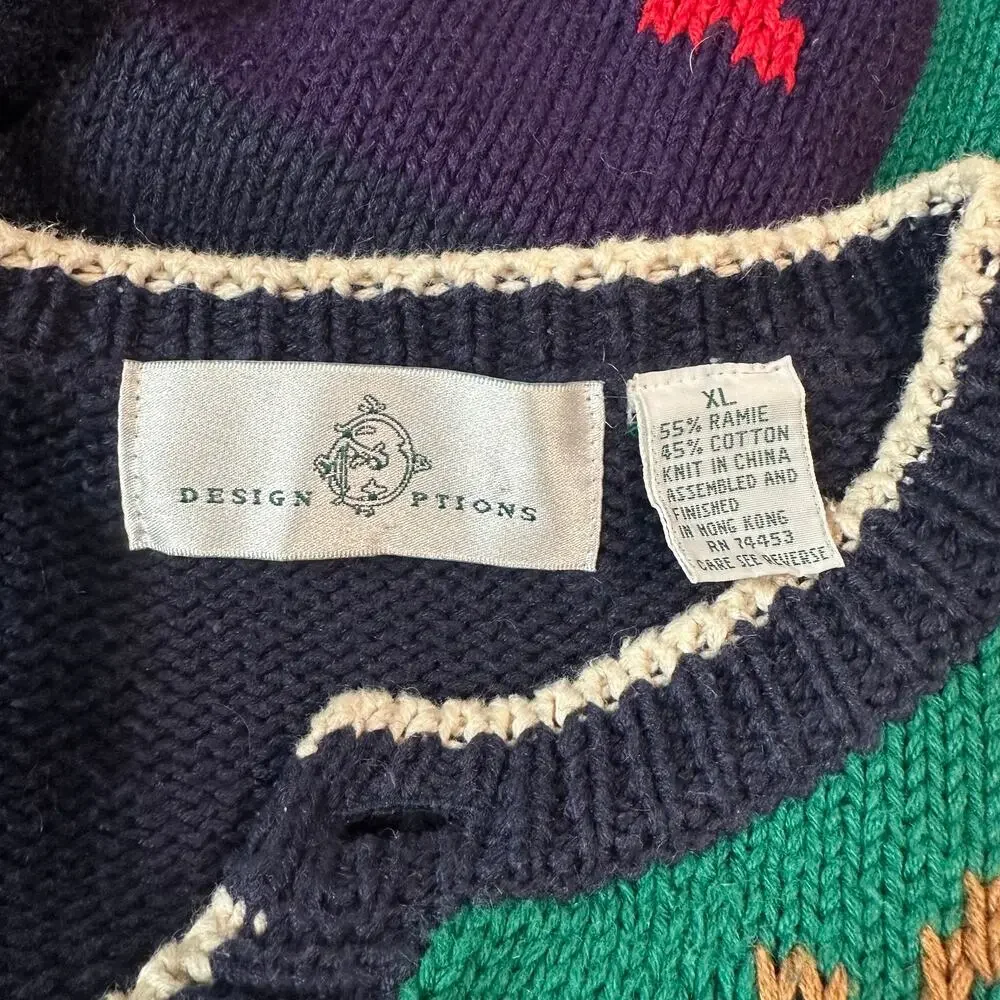 Vintage 90’s Teacher Sweater Fall Winter Months Novelty Chunky Knit Cardigan - Picture 13 of 14